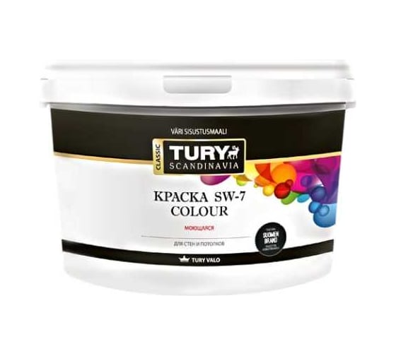 Изображение товара Краска TURY в/д SW-7 Color моющаяся Фудзи, 2.4 кг T1-00016371