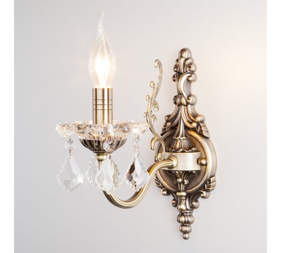 Изображение товара Настенный светильник Eurosvet 3281 1 античная бронза прозрачный хрусталь Strotskis 00000065241