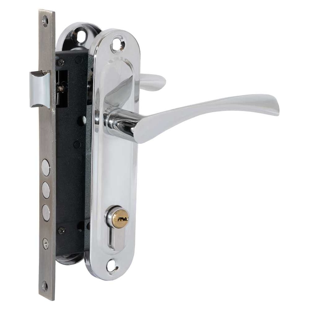 Изображение товара Замок врезной BASARA 1523 CP хром с ручкой и цилиндром для дверей