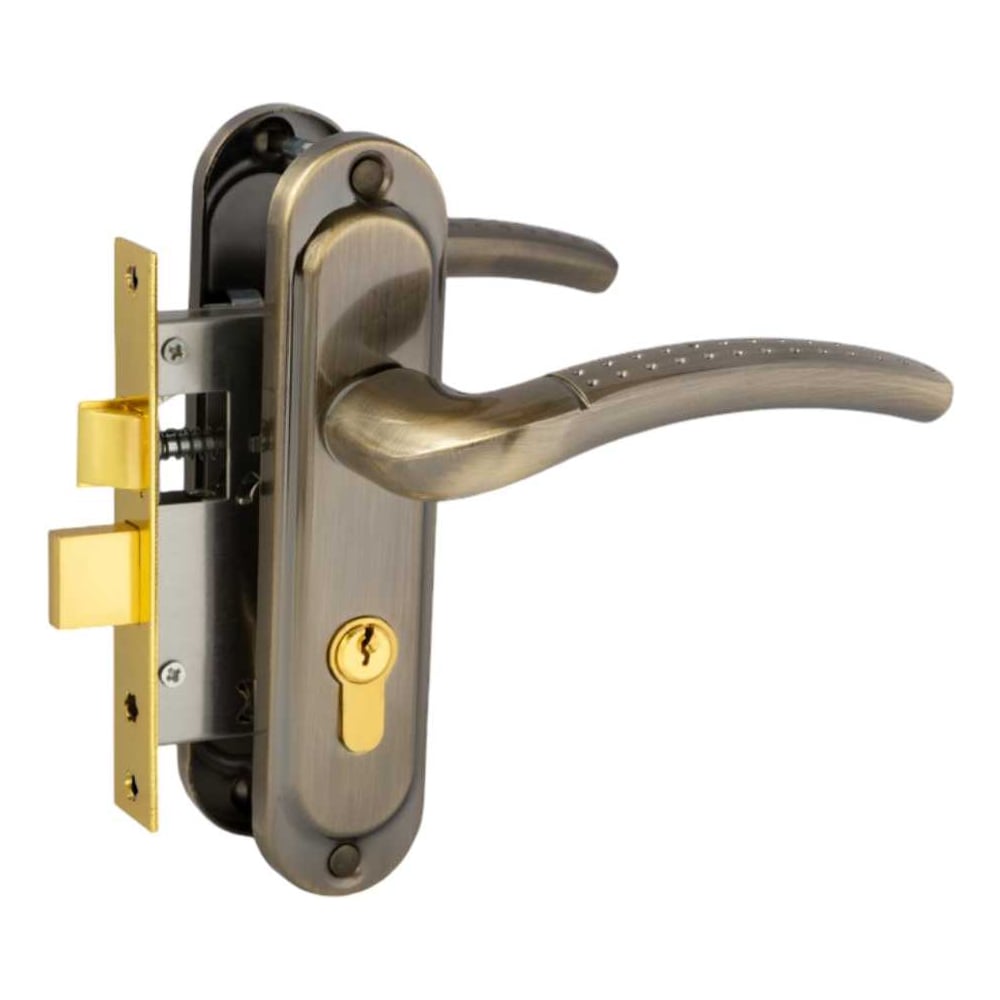 Изображение товара Врезной замок BASARA 1126 AB бронза комплект с ручкой и цилиндром