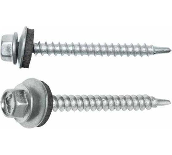 Изображение товара Саморез кровельный STARFIX 5.5х76мм цинк, шайба с прокладкой, PT5 30шт в пластиковом контейнере SMP2-53796-30