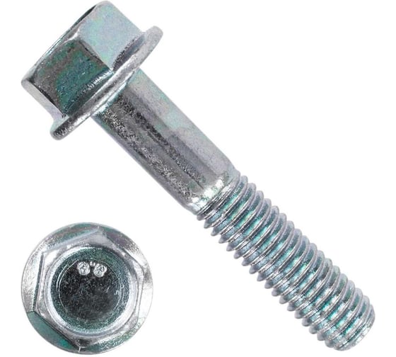Изображение товара Болт с фланцем ЦКИ DIN6921 М10х45мм, полная резьба, рифленый, 10.9 цинк, 5шт 76275
