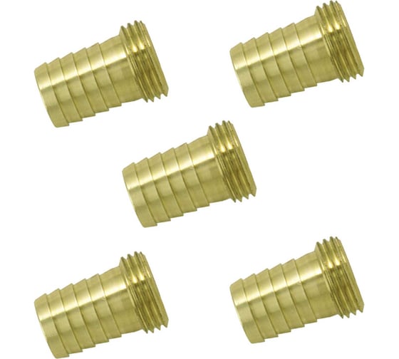 Изображение товара Штуцер латунный для шлангов наружная резьба 1 х елочка 25 мм, 5 шт Профитт 9279387