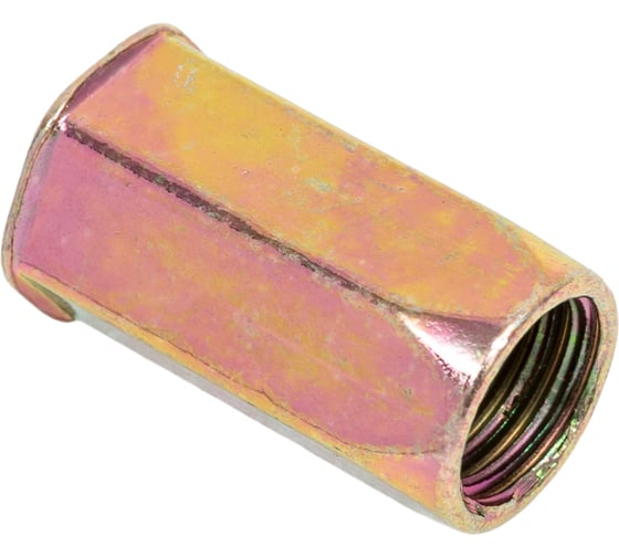 Изображение товара Заклепка-гайка ЦКИ М10 плоская, уменьшенная, шестигранная, удл ст. цинк, 25шт 76326