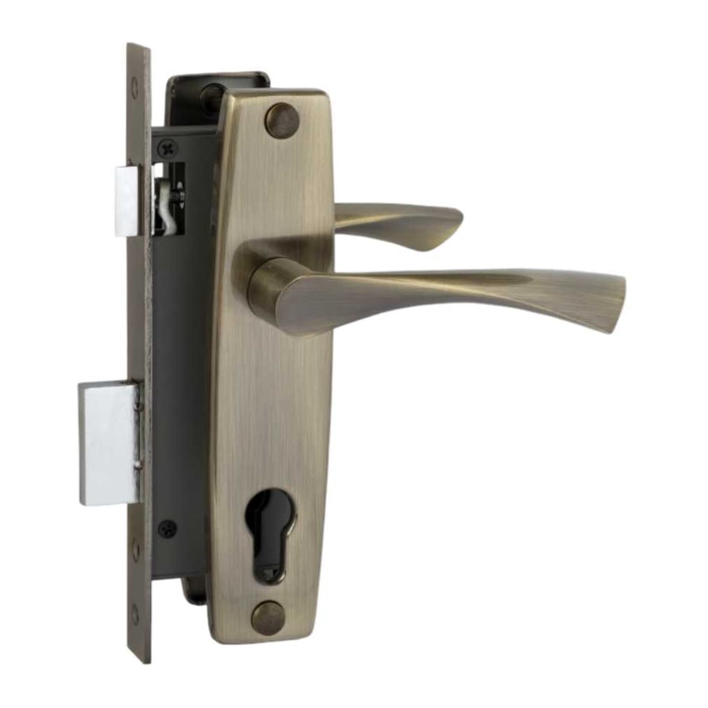 Изображение товара Врезной замок BASARA 1323 AB бронза с ручками для дверей