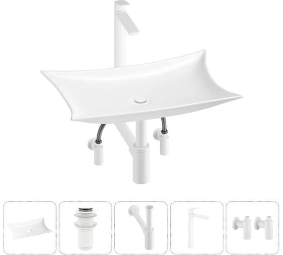 Изображение товара Комплект Wellsee 5 в 1 Lavinia Boho Bathroom Sink накладная раковина 59x39 см 20215302R