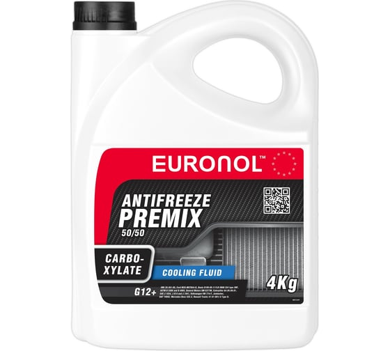Изображение товара Охлаждающая жидкость EURONOL ANTIFREEZE CARBOXYLATE READY G12+, красный, 4 кг 80215