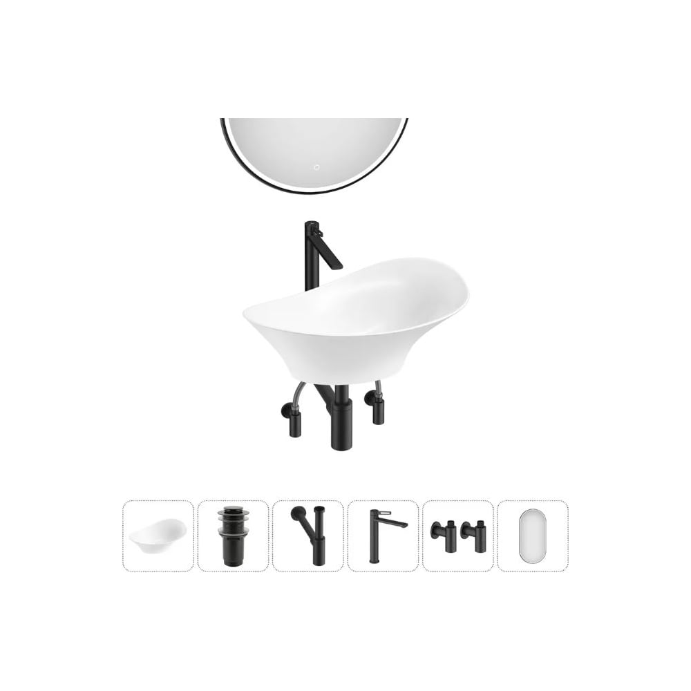 Изображение товара Комплект накладной раковины Wellsee Lavinia Boho 6 в 1 56x33 см