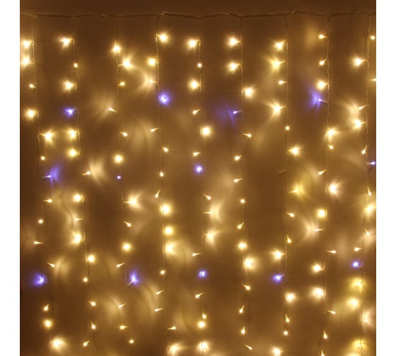 Изображение товара Гирлянда ЗАНАВЕС Мерцание Серпантин для улицы ш2 м в3.0 м 480 ламп LED прозрачный провод 1 режим IP-54 Теплый белый белый мерцает (возможность соединения) 183-079