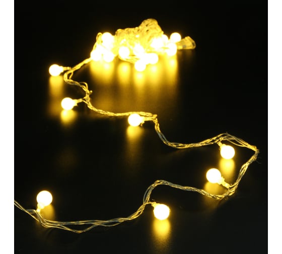 Изображение товара Гирлянда Серпантин с насадками ШАРЫ 4 м 30 ламп LED 1.6 см прозрачн. пров. 8 реж IP-20 Теплый белый возможность соединения 725-889