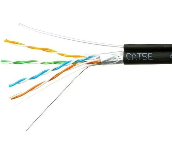 Изображение товара Кабель SkyNet Premium, FTP outdoor 4x2x0.51 на тросу, медный FLUKE TEST, кат.5e, однож., 100м, box, черный, CSP-FTP-4-CU-OUTR/100