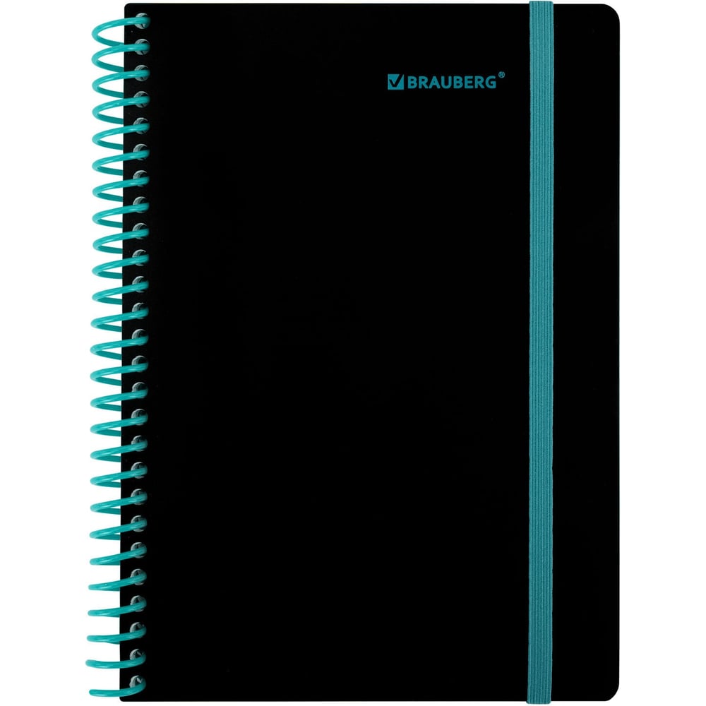 Изображение товара Тетрадь обложка пластик BRAUBERG А5 80 листов с резинкой цвет черный или синий