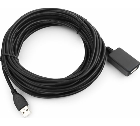 Изображение товара Кабель-удлинитель Cablexpert USB2.0 активный, AM/AF, медь двойн. экран, 10м, черн, блистер UAE-01-10M