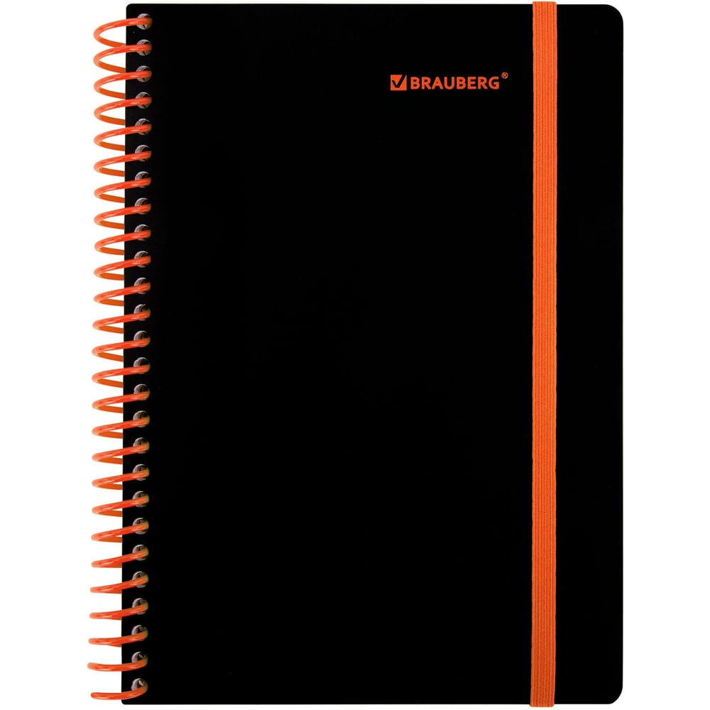 Изображение товара Тетрадь обложка пластик BRAUBERG А5 80 листов черно-оранжевая