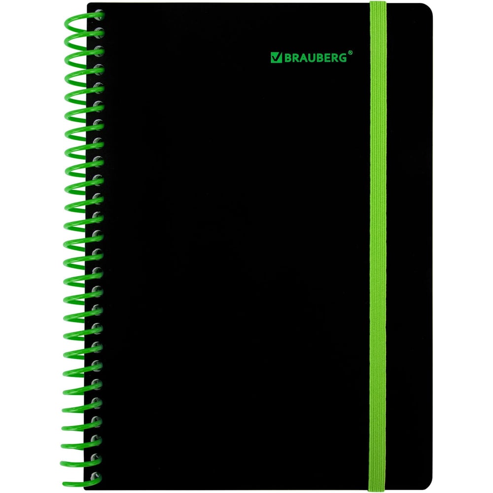 Изображение товара Тетрадь BRAUBERG А5 80 листов спираль пластиковая черный зеленый
