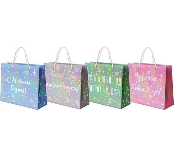 Изображение товара Пакет подарочный Золотая сказка 26х32х13см, Сияние, 12 шт., голография, ассорти, 592426