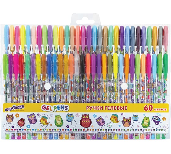 Изображение товара Ручки гелевые ЮНЛАНДИЯ 60 цветов, узел 1 мм, линия письма 0.5 мм 144452