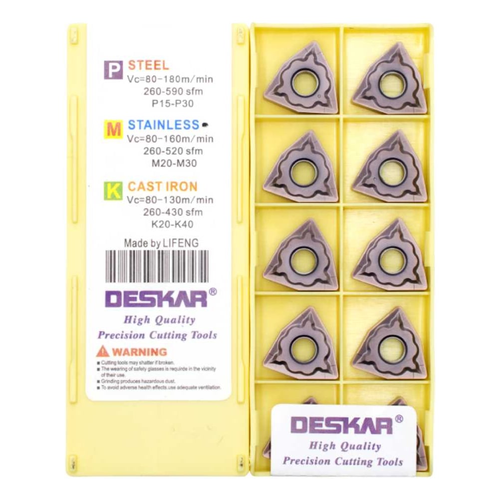 Изображение товара Набор пластин для точения W-тригональные LF6018 10 шт DESKAR WNMG080408 GS Изображение товара Набор пластин для точения W-тригональные LF6018 10 шт DESKAR WNMG080408 GS
