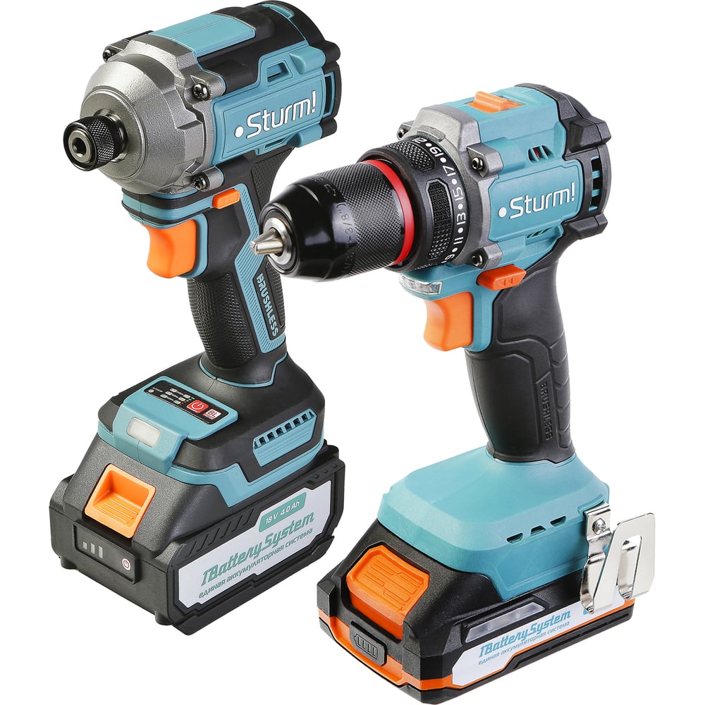 Изображение товара Набор аккумуляторного инструмента Sturm CD250H+CD1860BL с 2 инструментами и 3 аккумуляторами