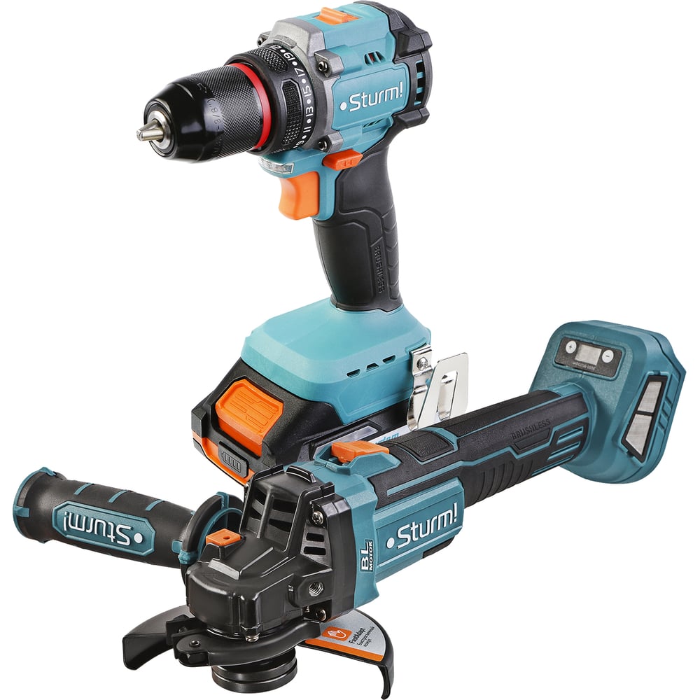 Изображение товара Набор аккумуляторных инструментов Sturm CAG18125E+CD1860BL с двумя аккумуляторами