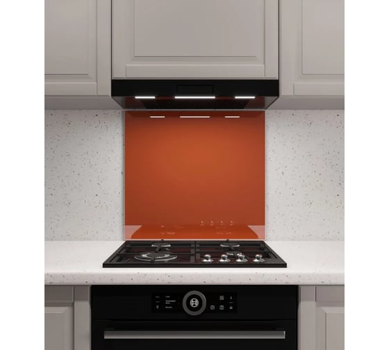 Изображение товара Защитный экран Normand 600х600х4 мм, RAL 2001, из закаленного стекла, на кухонный фартук, для плиты от брызг, 136-430