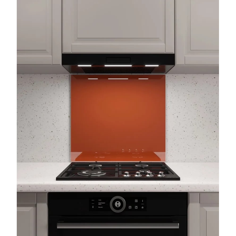 Изображение товара Защитный экран Normand 800х500 мм закаленное стекло оранжевый для кухни