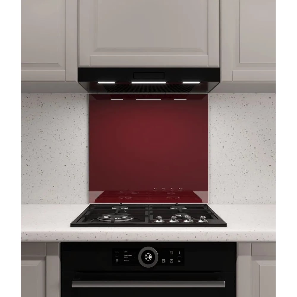 Изображение товара Защитный экран Normand 600х600х4 мм, RAL 3004, из закаленного стекла, на кухонный фартук, для плиты от брызг, 136-423