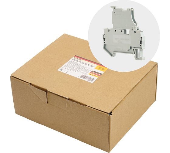 Изображение товара Зажим пружинный STEKKER 2-проводной проходной 4,0 мм² (JXB ST 4) с размыкателем и предохранителем, LD552-1-00, серый, 50шт, 50188