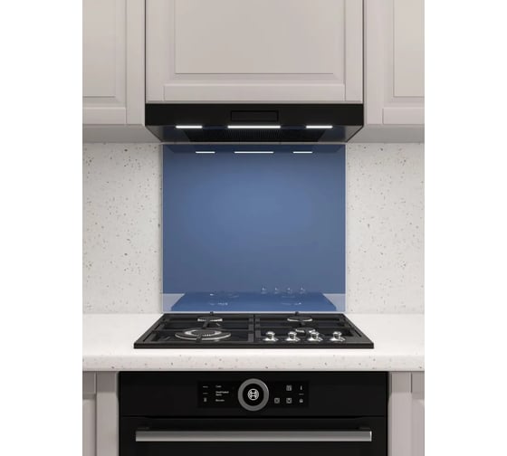 Изображение товара Защитный экран Normand 600х1200х4 мм, RAL 5023, из закаленного стекла, на кухонный фартук, для плиты от брызг, 105-583