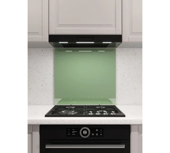 Изображение товара Защитный экран Normand 600х600х4 мм, RAL 6021, из закаленного стекла, на кухонный фартук, для плиты от брызг, 136-416