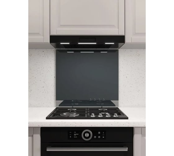 Изображение товара Защитный экран Normand 800х500х4 мм, RAL 7016, из закаленного стекла, на кухонный фартук, для плиты от брызг, 136-959