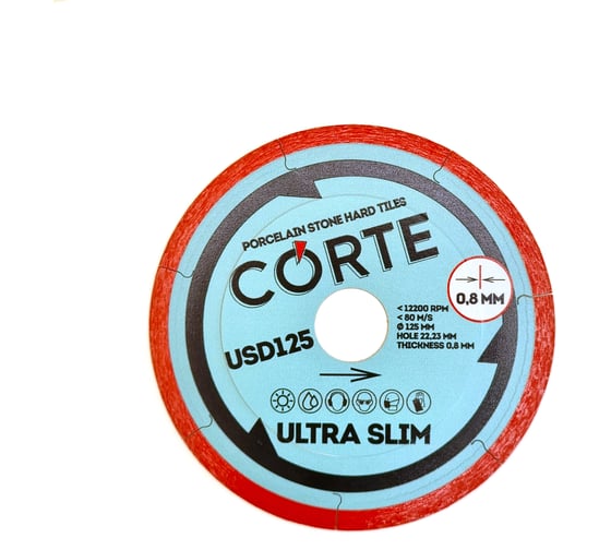 Изображение товара Диск алмазный для УШМ CORTE 22.2 мм 125х0.8х7 мм ULTRA SLIM USD125