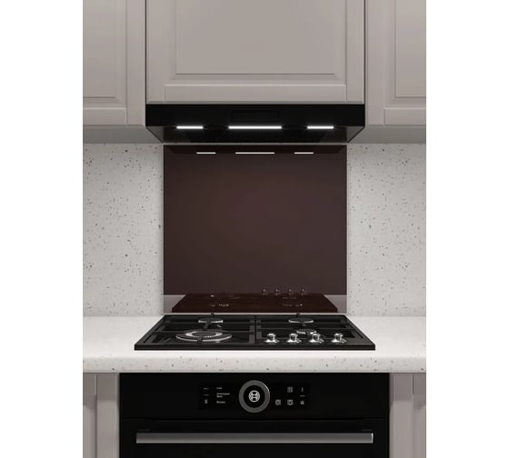 Изображение товара Защитный экран Normand 600х600х4 мм, RAL 8017, из закаленного стекла, на кухонный фартук, для плиты от брызг, 134-122