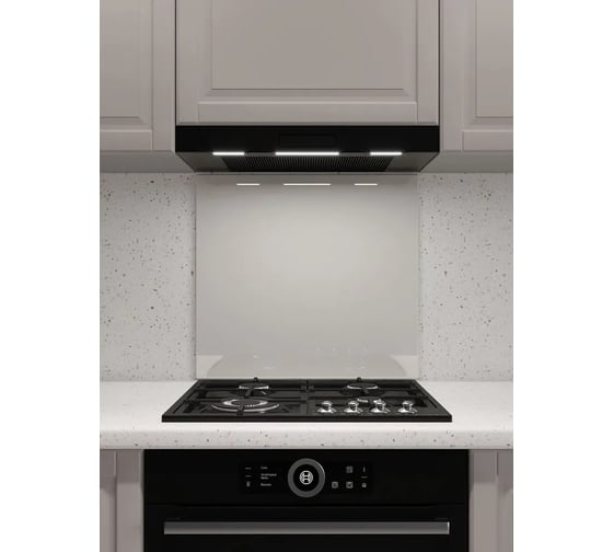 Изображение товара Защитный экран Normand 600х500х4 мм, RAL 9002, из закаленного стекла, на кухонный фартук, для плиты от брызг, 134-153