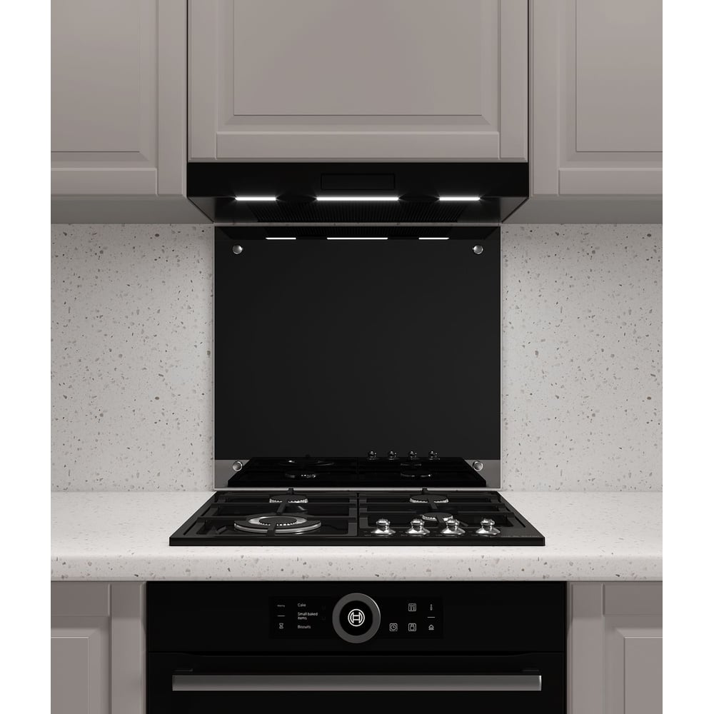 Изображение товара Стеклянный защитный экран Normand 600x600 мм черный from закаленного стекла для кухни