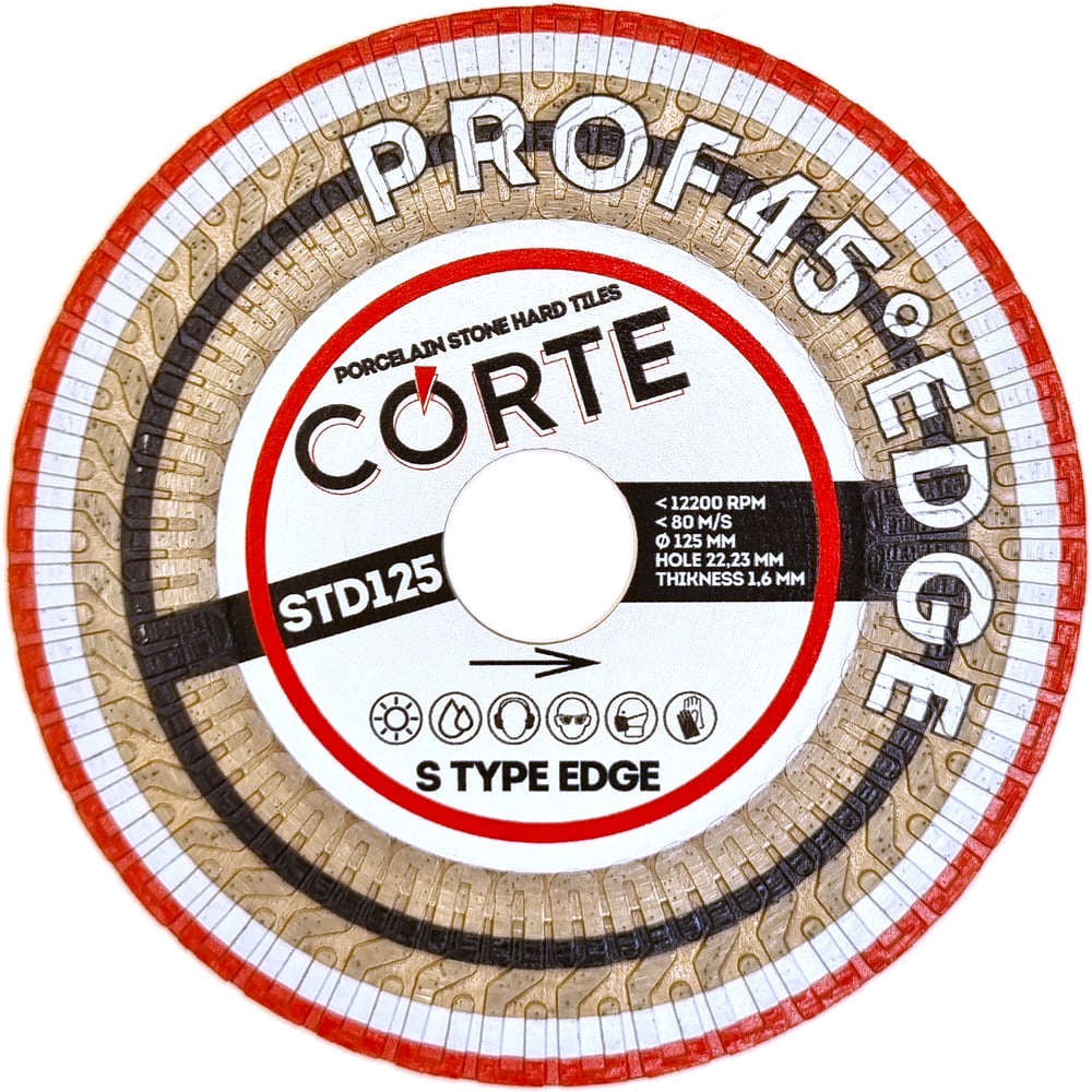 Изображение товара Алмазный диск CORTE 125х1.6х25 мм S TYPE EDGE для керамики и камня