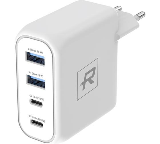 Изображение товара Адаптер/блок питания ROBITON CHARGER100-2U2CW GAN 100Вт 5000мА 2-USB/2-Type C BL1 19816