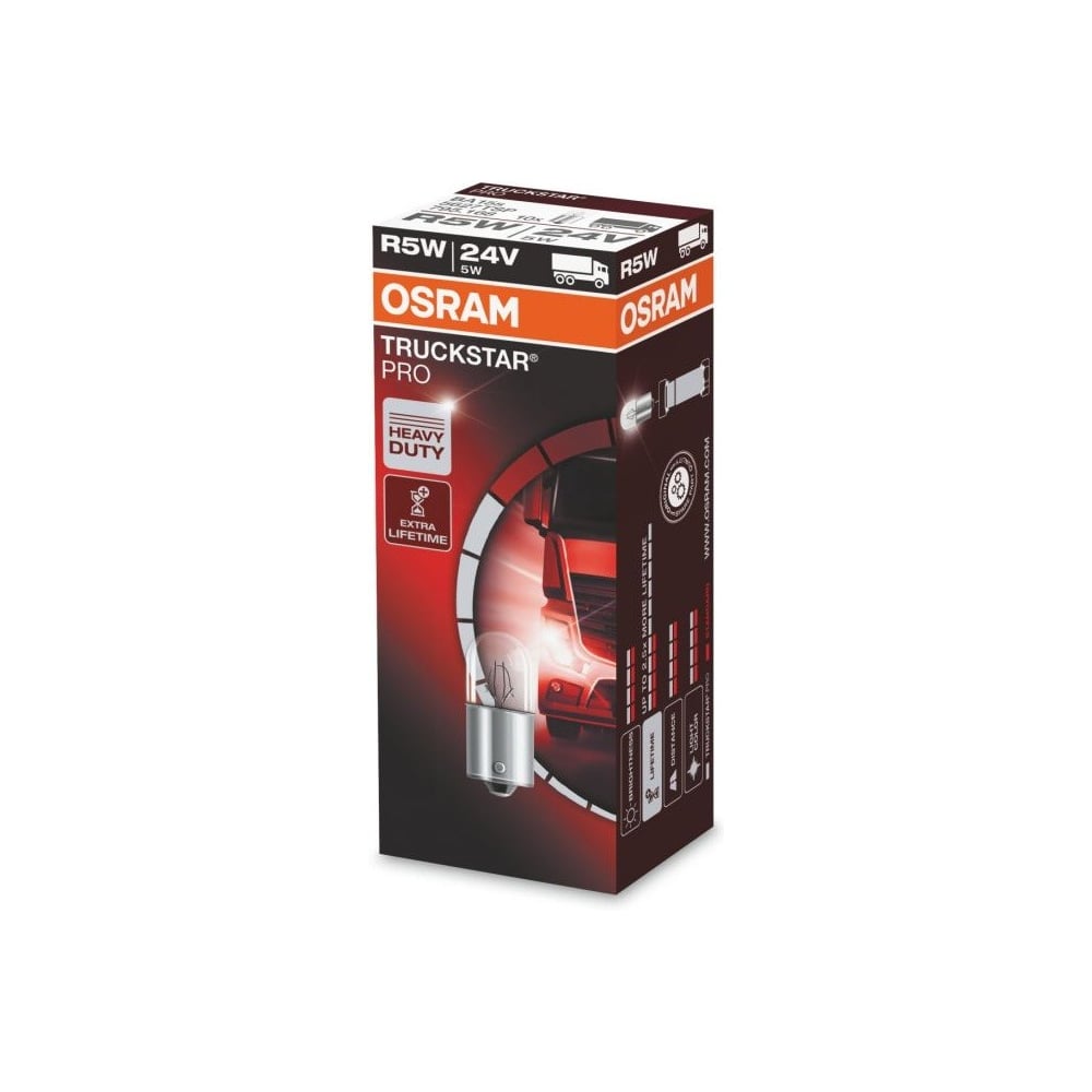 Изображение товара Лампа OSRAM R5W 5W 24V 10 шт для автофары и подсветки