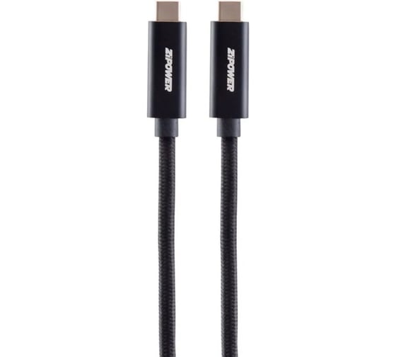 Изображение товара Кабель Zipower USB 3.1 Type-Cx2, 5 A быстрая зарядка, 1 м, передача данных 10 Гб/сек, черный PM6676