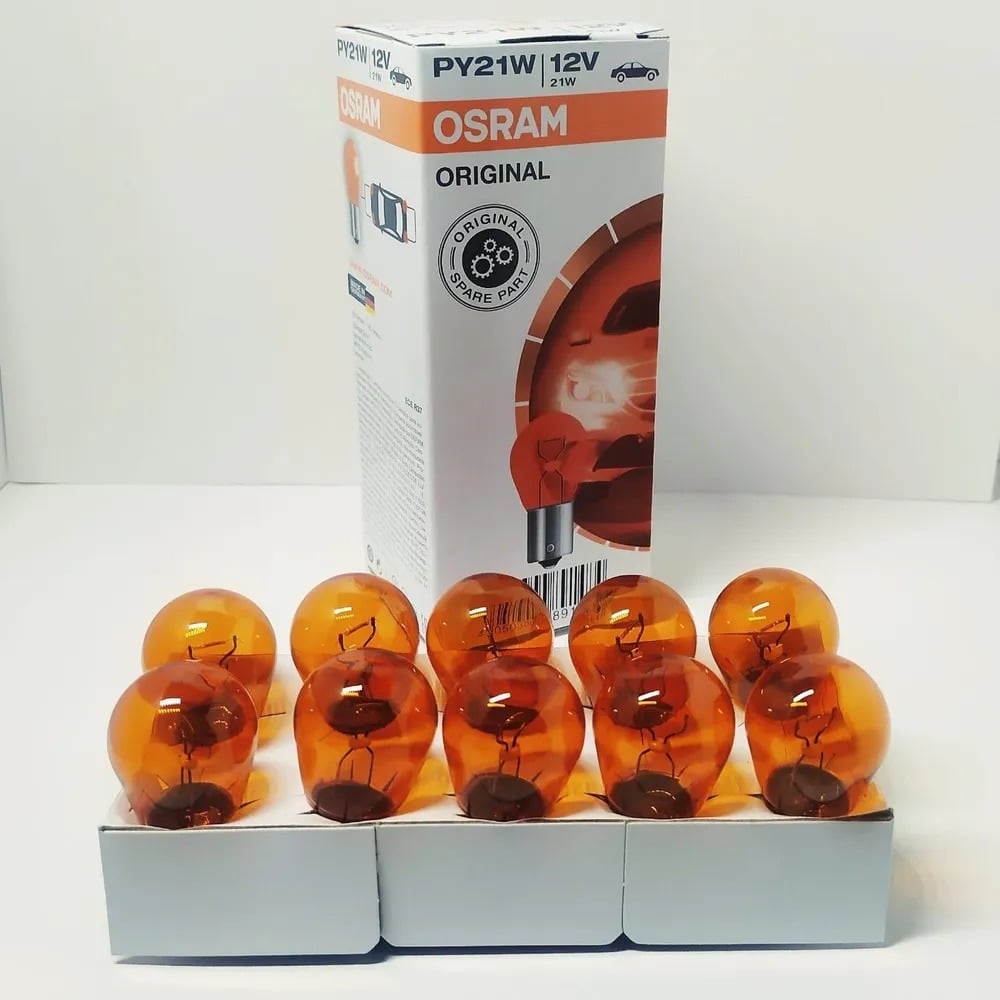Изображение товара Лампа OSRAM PY21W 10шт/уп оранжевая 12V BAU15s лампа накаливания