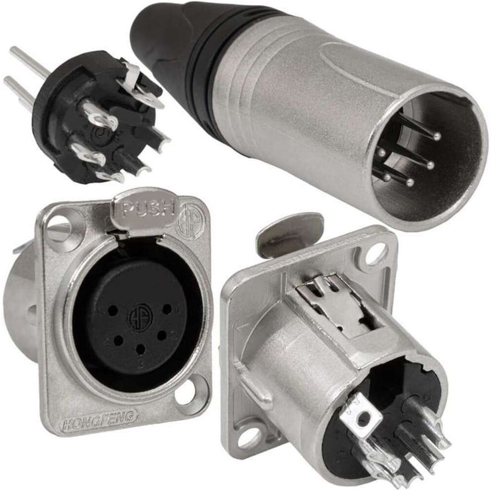 Изображение товара Разъем XLR RUICHI TD-397 5PIN, для панельного монтажа, IP54, серебристый, 2 шт.