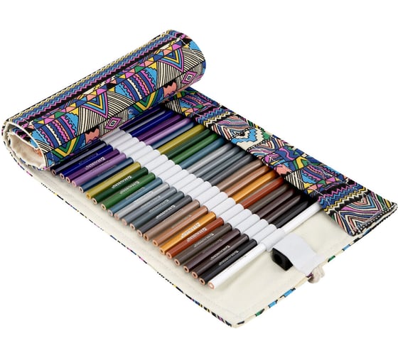 Изображение товара Карандаши цветные стираемые BRAUBERG в пенале-скрутке 48 цветов + точилка и ластик, 182071