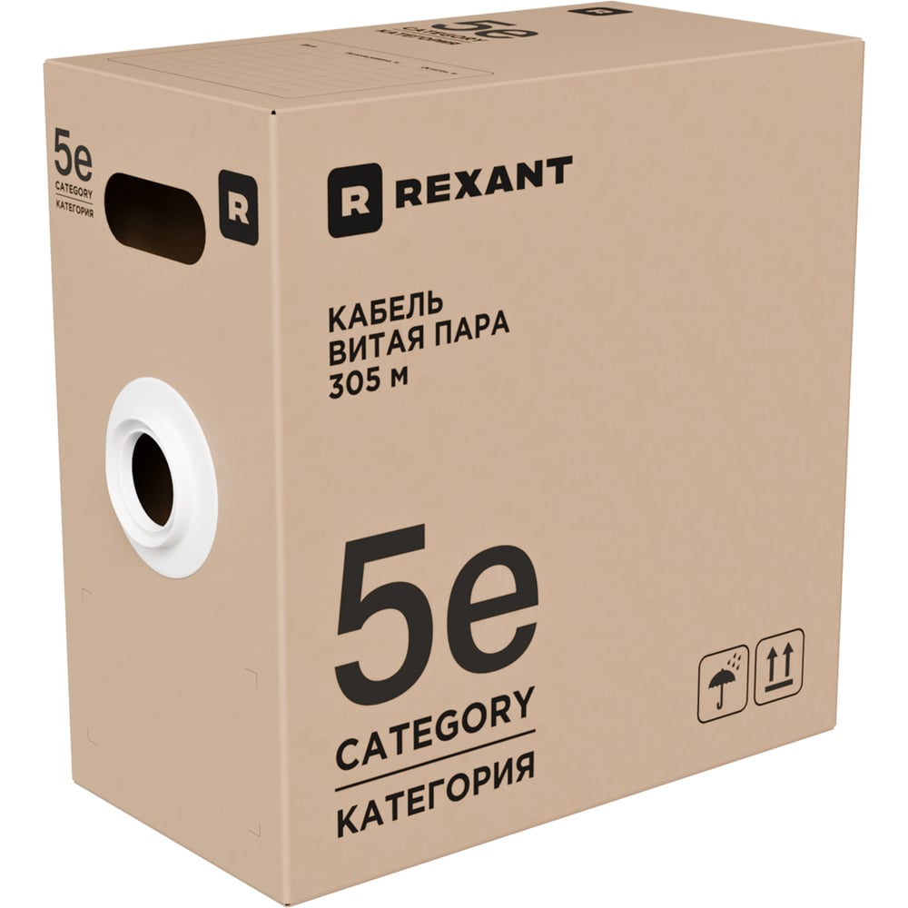 Изображение товара Кабель витая пара REXANT F/UTP, CAT 5e, ZH нг(А)-HF, 4x2x0,52 мм, 24AWG, INDOOR, SOLID, серый, 305м, РФ 02-0021-R