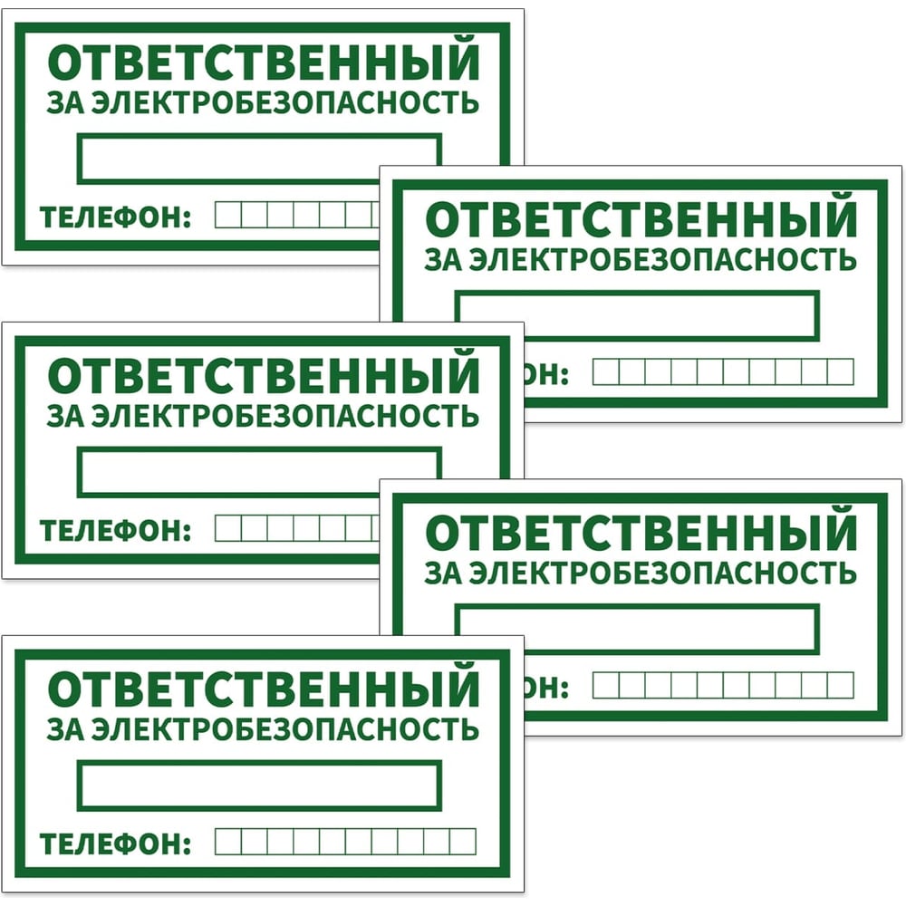 Изображение товара Информационный знак Контур Лайн Ответственный за электробезопасность 200х100, упаковка 5 штук