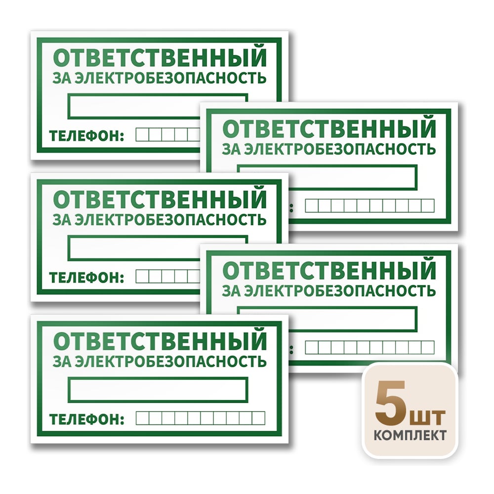 Изображение товара Знак Контур Лайн Ответственный за электробезопасность 200х100 мм - упаковка 5 шт.