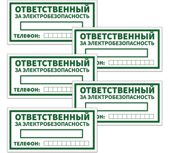Изображение товара Знак Контур Лайн Ответственный за электробезопасность 200х100 упаковка 5 штук 12FC0172