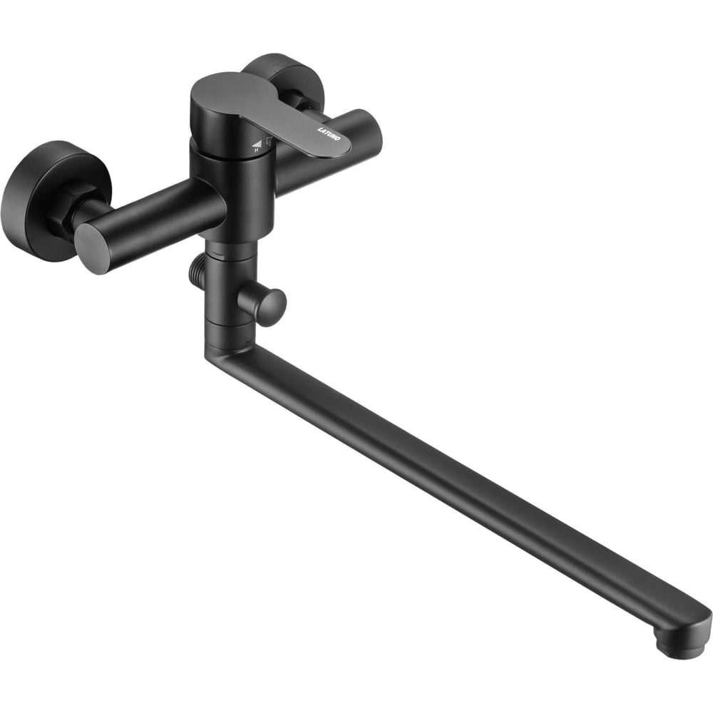 Изображение товара Смеситель для ванны Latuno с длинным изливов и дивертером, цвет черный EAN 16000026 L11307B