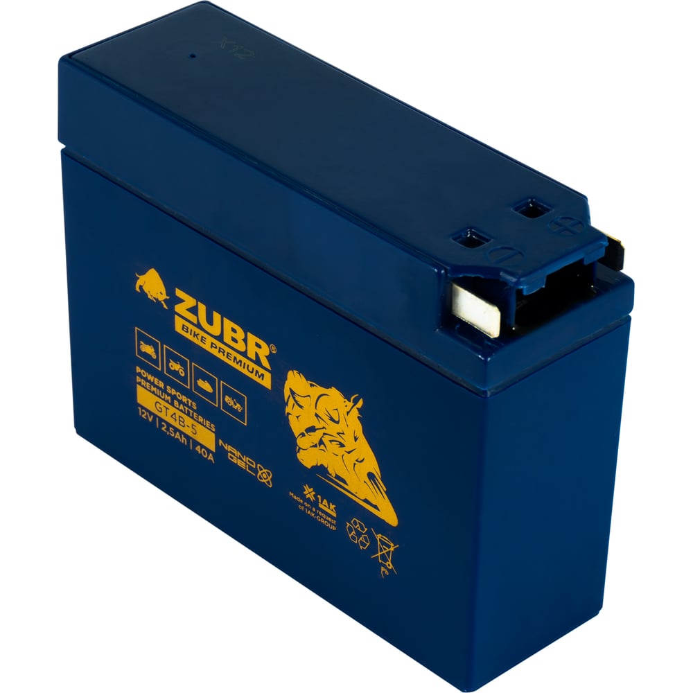 Изображение товара Аккумулятор ZUBR 12V 2.5 Ah мотоаккумулятор GT4B-5 R+
