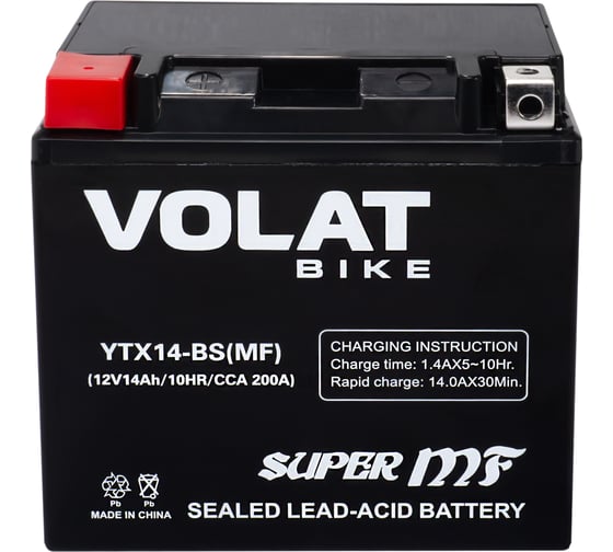 Изображение товара Аккумуляторная батарея VOLAT 14Ah YTX14-BS(MF)L+ YTX14-BS(MF)Volat