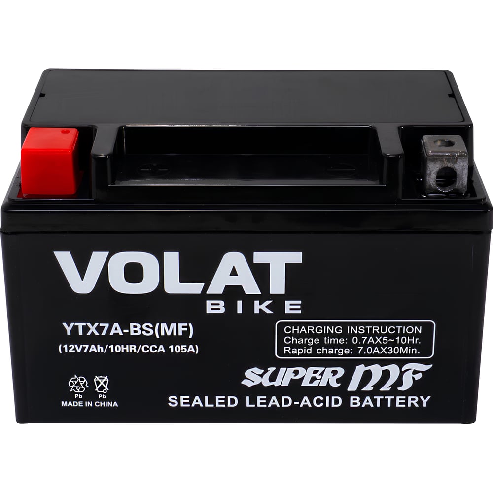 Изображение товара Аккумуляторная батарея VOLAT 7Ah YTX7A-BS(MF) L+ YTX7A-BS(MF)Volat
